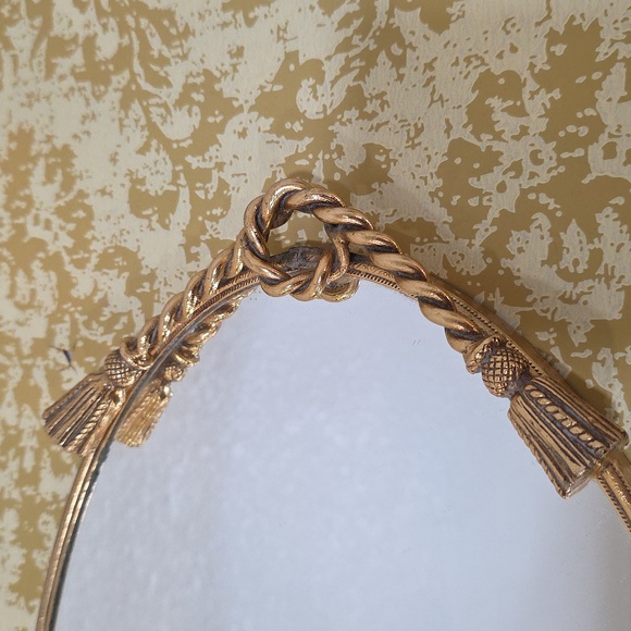 Vintage Oval Mirror vanity Tray golden color Heavy Metal - Picture 5 of 12